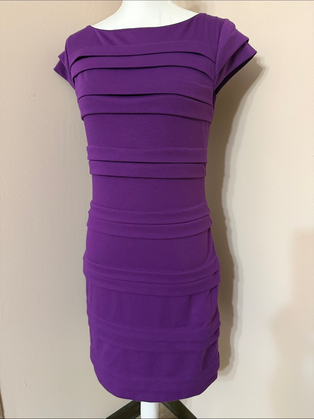 Max & Cleo Violet Layered Sheath Stretch Dress